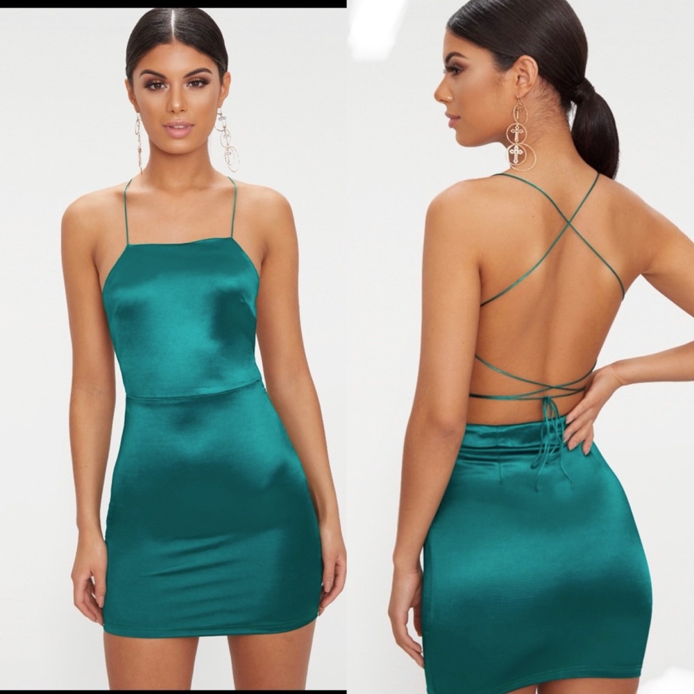 PLT Emerald greens teapot back dress satin